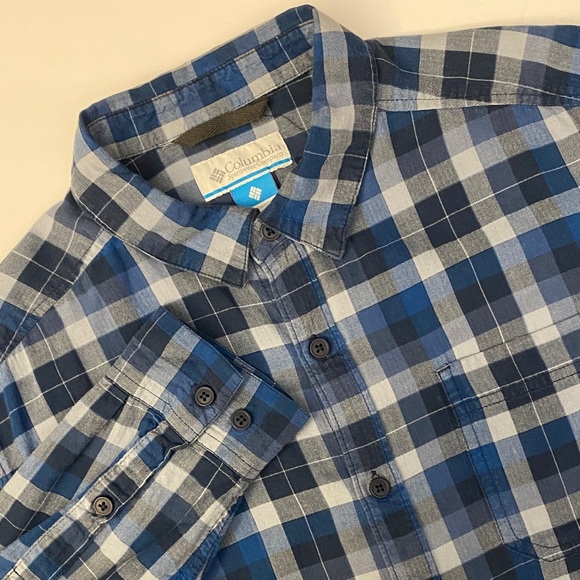 Columbia Men's Blue Plaid Shirt L - Picture 1 of 8